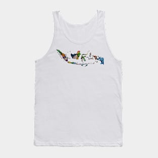 Spirograph Patterned Indonesia Provinces Map Tank Top